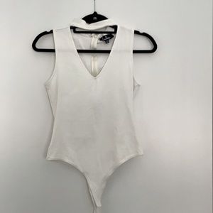 Lulus white snap choker bodysuit M